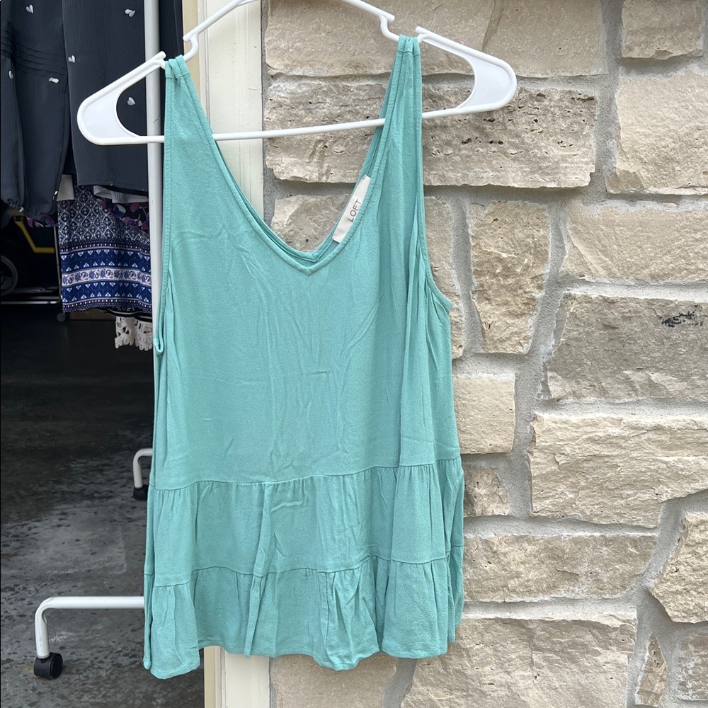 LOFT Mint Green Tiered Tank Top